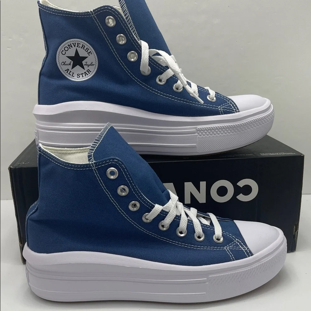 Converse WMNS High-Top Platform Sneakers A09395C CTAS MOVE HI ARMOR BLUE/WHITE